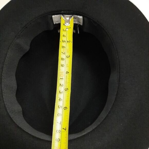 AUXILIARY Aritzia 100% Wool Felt Fedora Hat Tonal Ribbon Detail Black Sz S - M - Picture 12 of 16